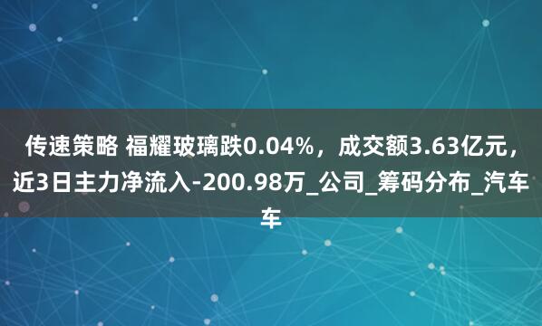传速策略 福耀玻璃跌0.04%，成交额3.63亿元，近3日主力净流入-200.98万_公司_筹码分布_汽车
