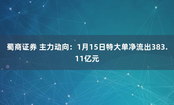 蜀商证券 主力动向：1月15日特大单净流出383.11亿元